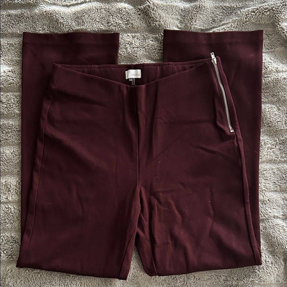 Ecru Burgundy  Pants